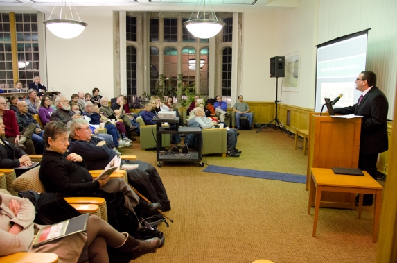 Prof. Mann delivers the keynote talk (Islam and the Monotheistic Tradition) at the opening reception in January (photo courtesy of Booth Library)